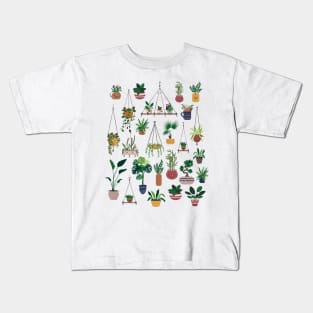 Boho Plant Lady Illustration Art Kids T-Shirt